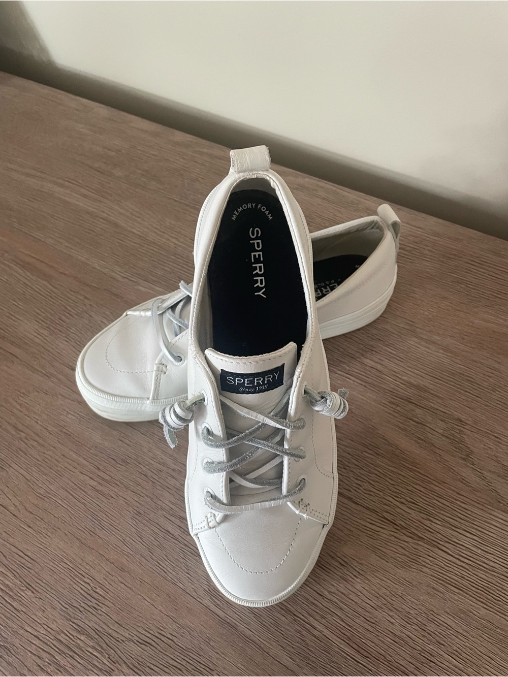 Sperry White Leather Low-Top Sneakers with Gray Accents